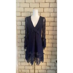 Max Studio Navy Blue Lace Dress